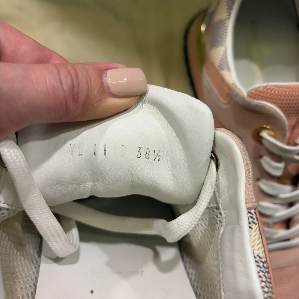 Louis Vuitton Pink and Damier Azur Run Away Sneakers - Picture 8 of 16
